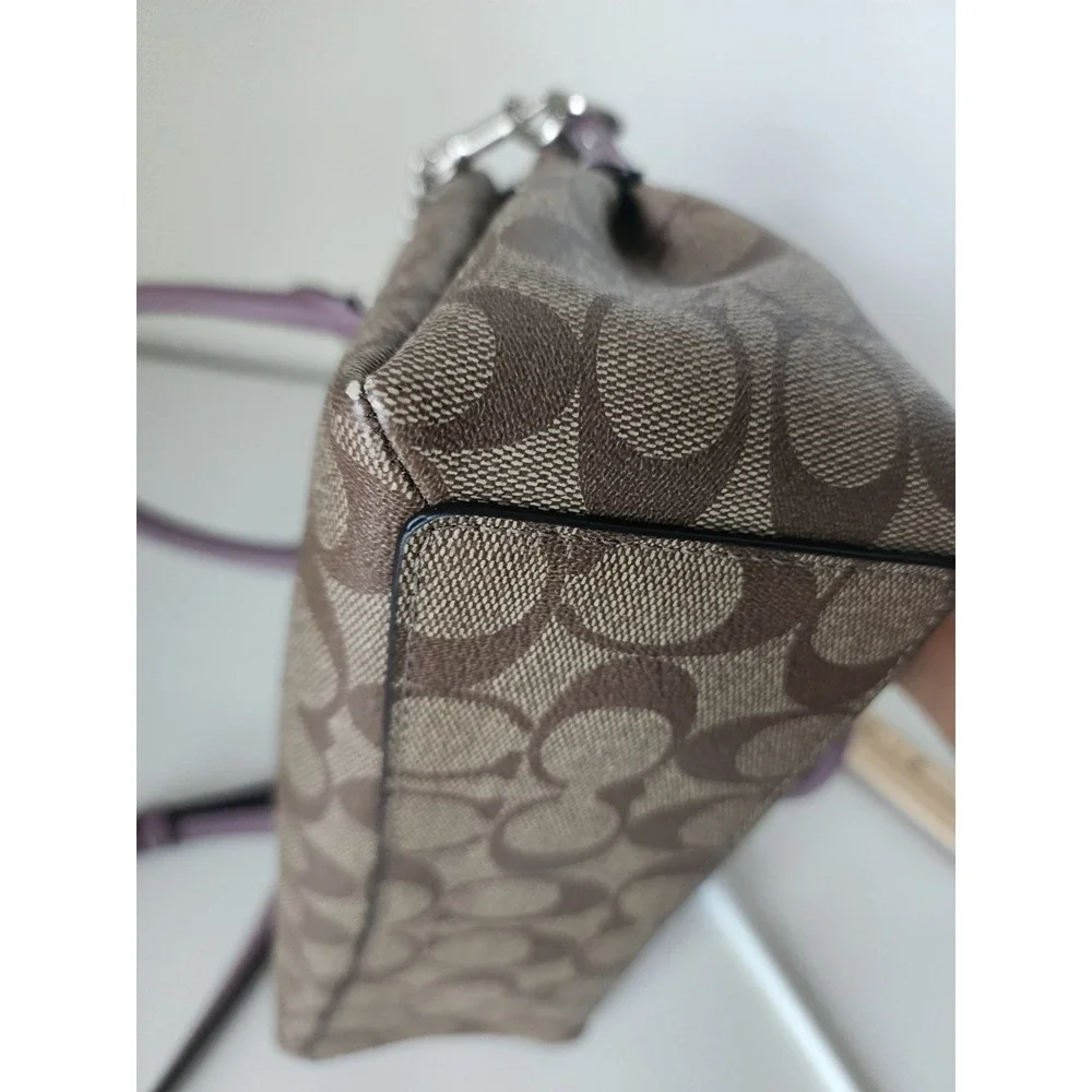 Coach F29484 Signature‎ Brown Khaki Mauve Satchel Crossbody Shoulder Bag Purse